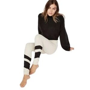 FREE PEOPLE High Rise, Ribbed Knit Legging Black Oatmeal Heather, Size XS